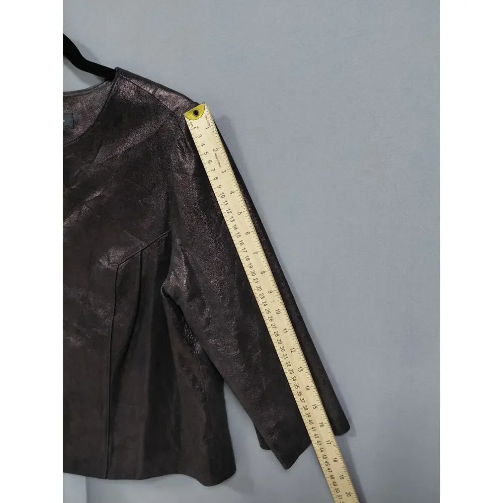 INC International Concepts 100% Leather Brown Lined Jacket Women Size M